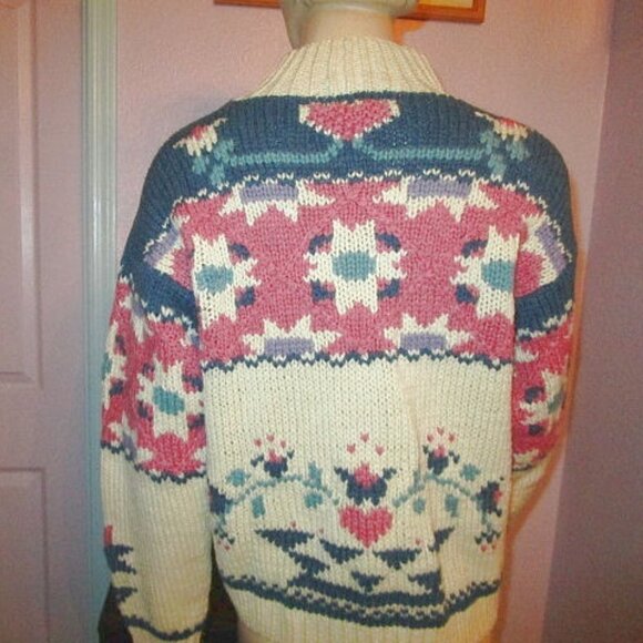 Vtg Woolrich Cardigan Womens Size S Wool Mock Neck Fair Isle Colorful Sweater EC - Picture 8 of 10